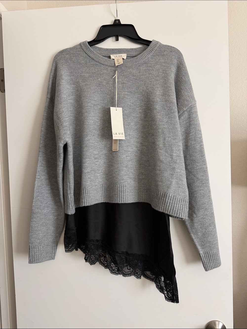 La Vie Rebeca Taylor Sweater with Detachable Lace Slip